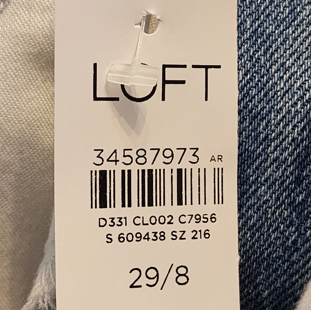 NEW LOFT Destructed Fresh Cut High Rise Barrel Jeans Med Blue Wash Women Spring - Picture 14 of 16